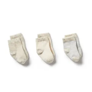 3 PACK BABY SOCKS | CREAM/OATMEAL/GREY