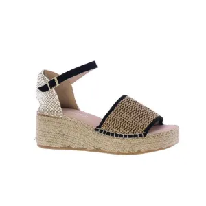 Anisa Raffia Espadrille Wedge (Black/Camel)