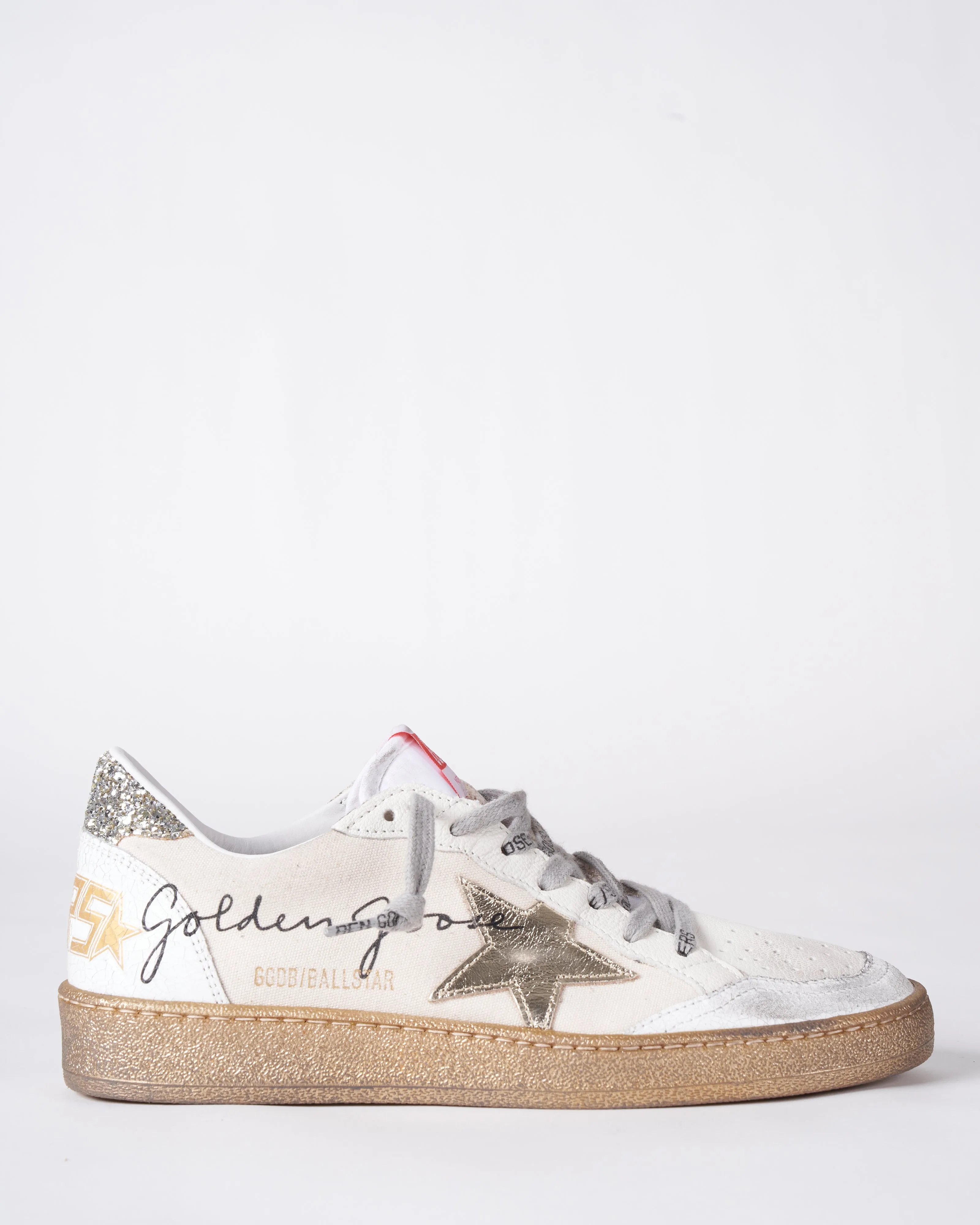 ball star canvas upper laminated star glitter heel crack spur serigraph - creamy white/gold/white 81500
