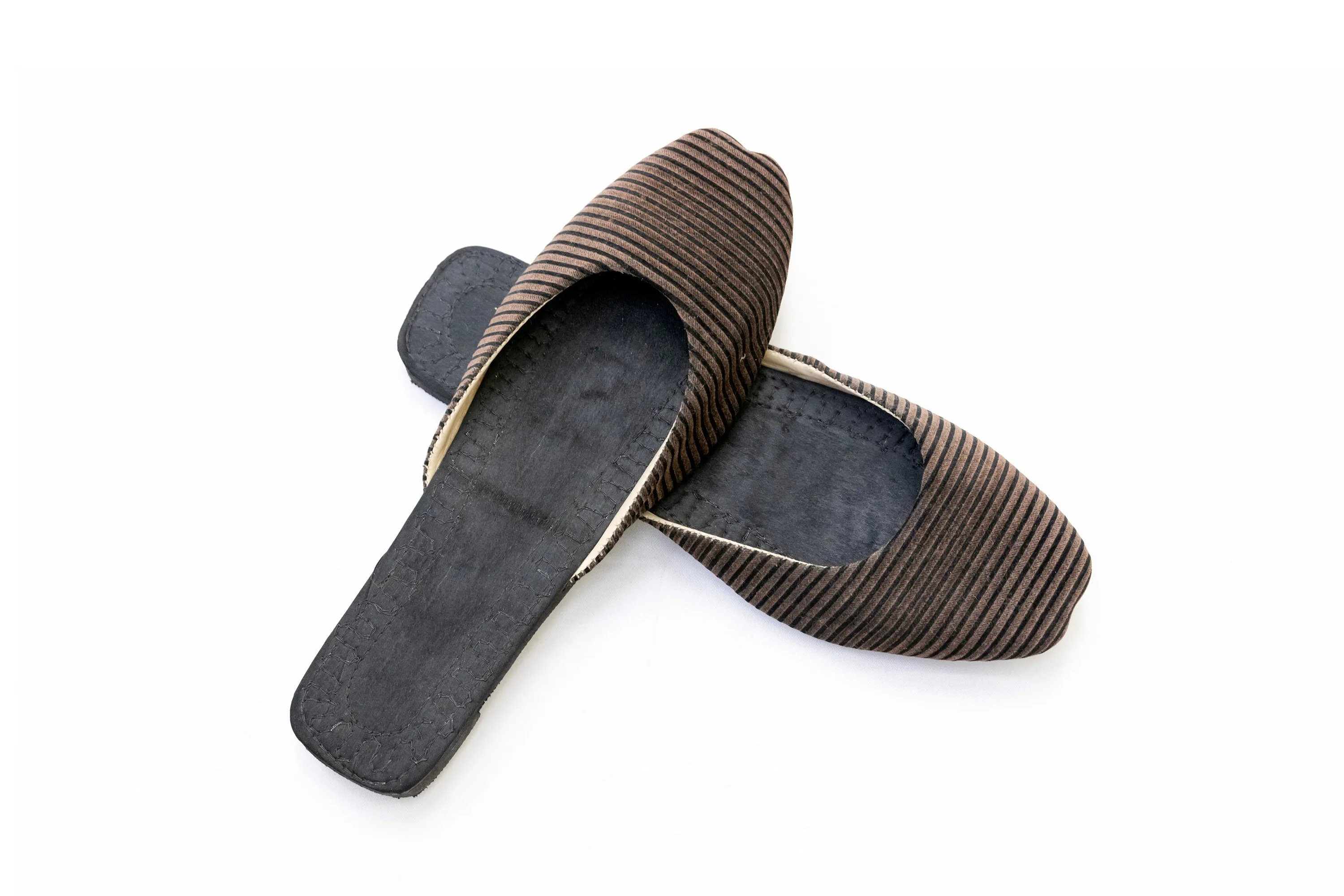 Black & Brown Stripped Jutti Khussa - Women's