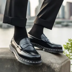 Black Leather Ottawin Chunky Penny Loafers - Loafers Shoes