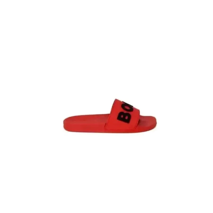 Boss Men Black Slippers with Print Size 2.5