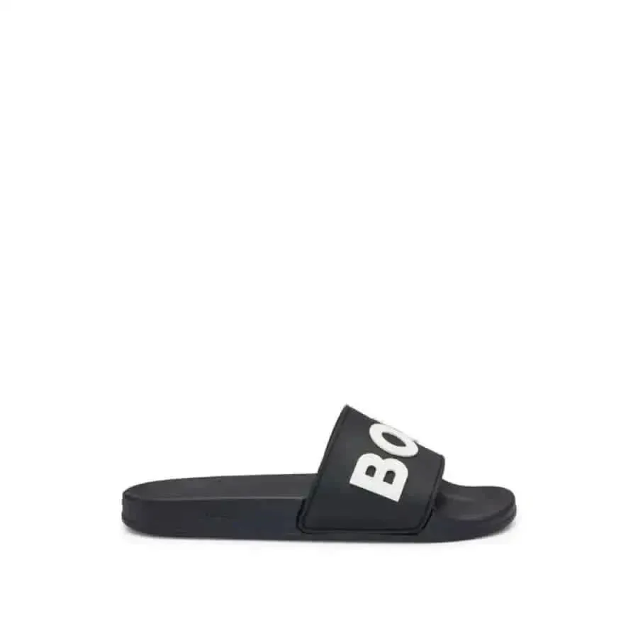 Boss Men Black Slippers with Print Size 2.5