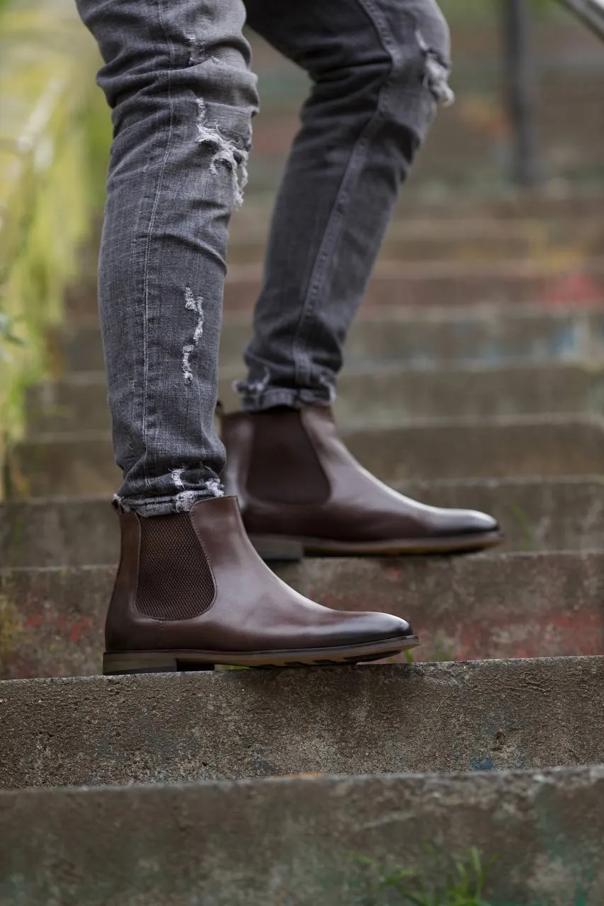 Brabion Marco Leather Brown Chelsea Boots