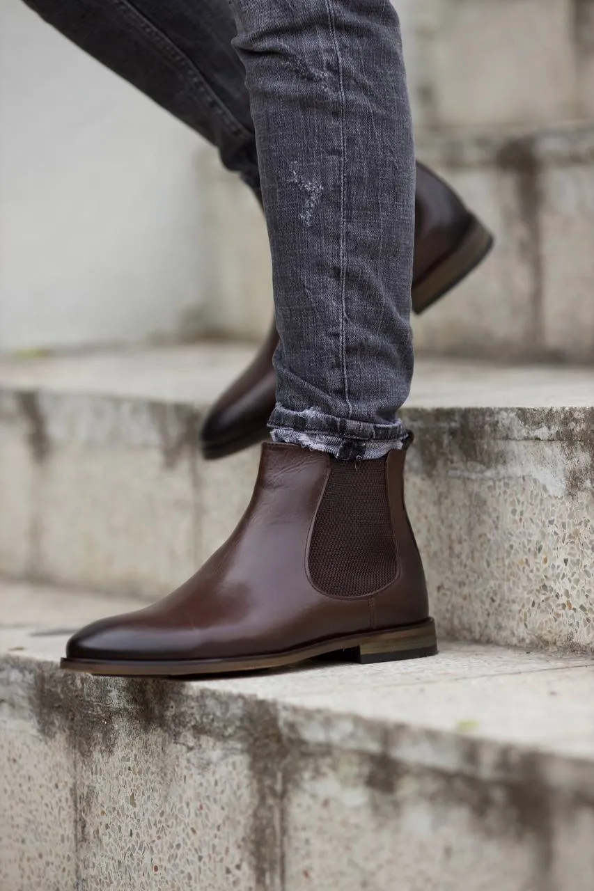 Brabion Marco Leather Brown Chelsea Boots