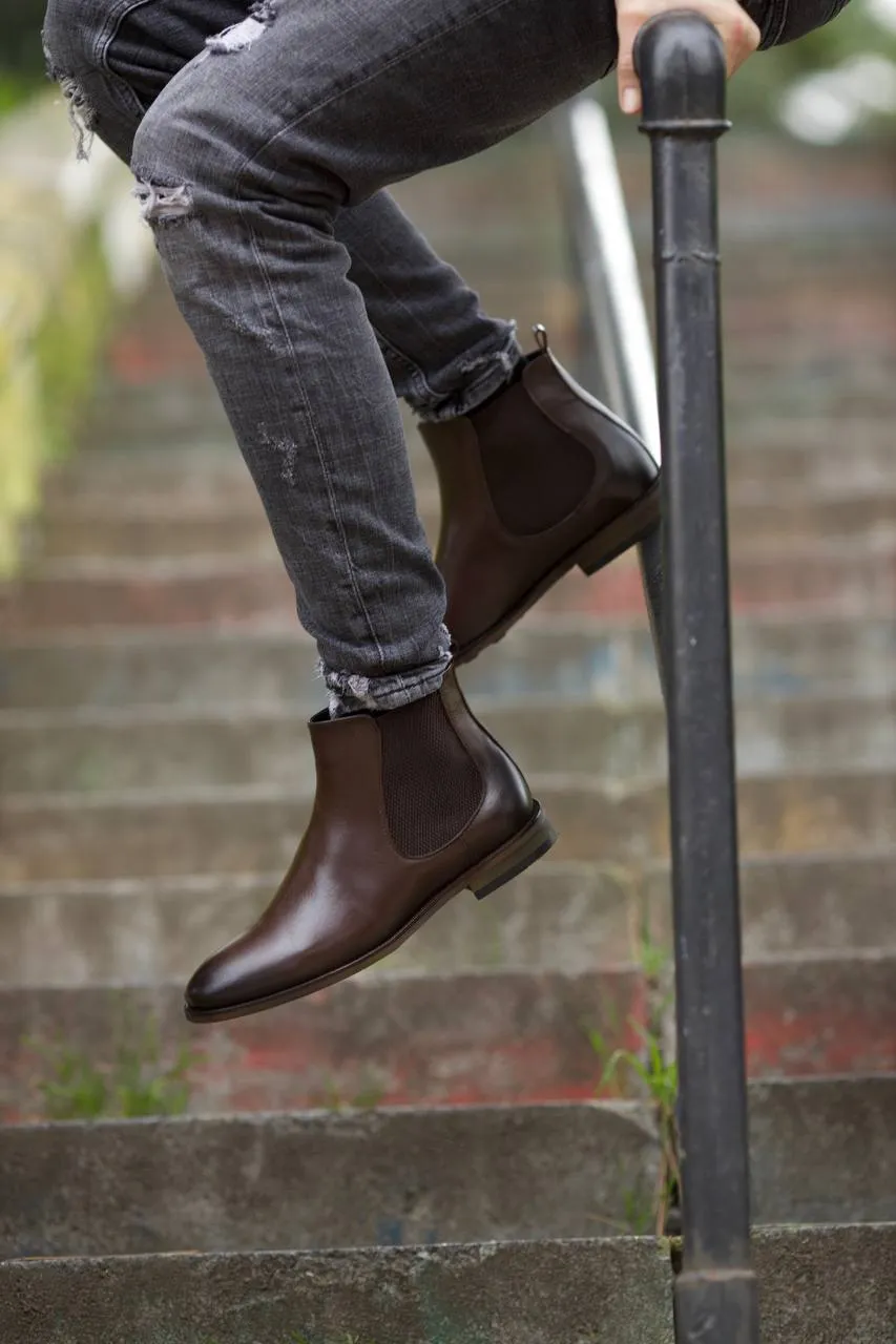 Brabion Marco Leather Brown Chelsea Boots