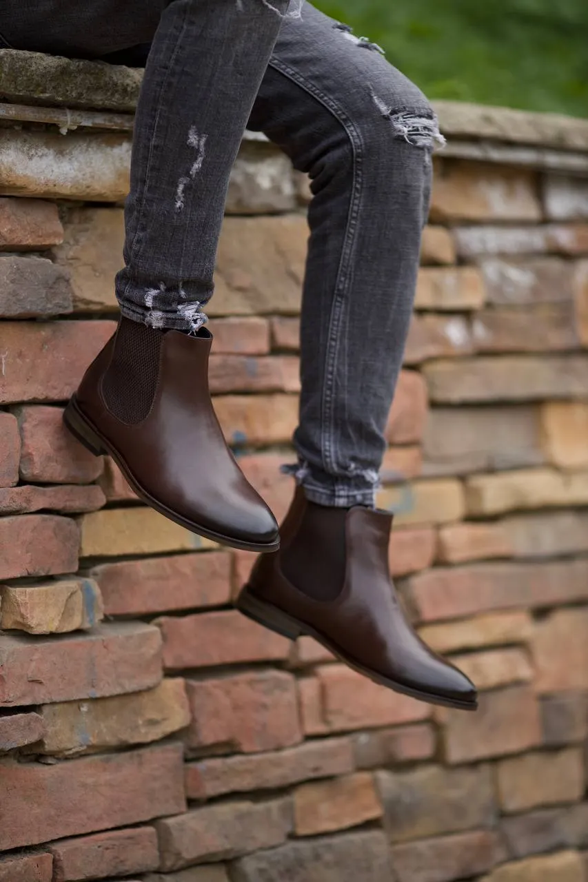 Brabion Marco Leather Brown Chelsea Boots