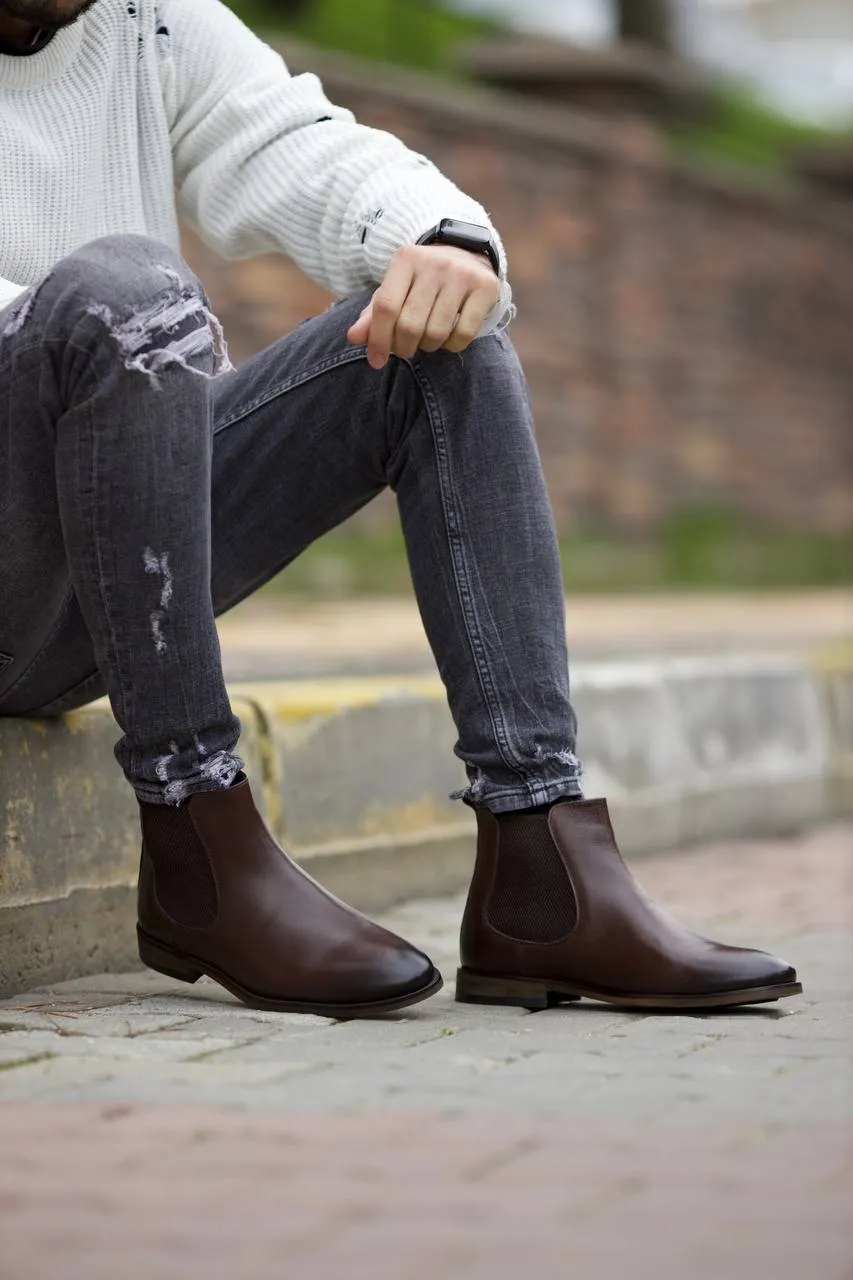Brabion Marco Leather Brown Chelsea Boots