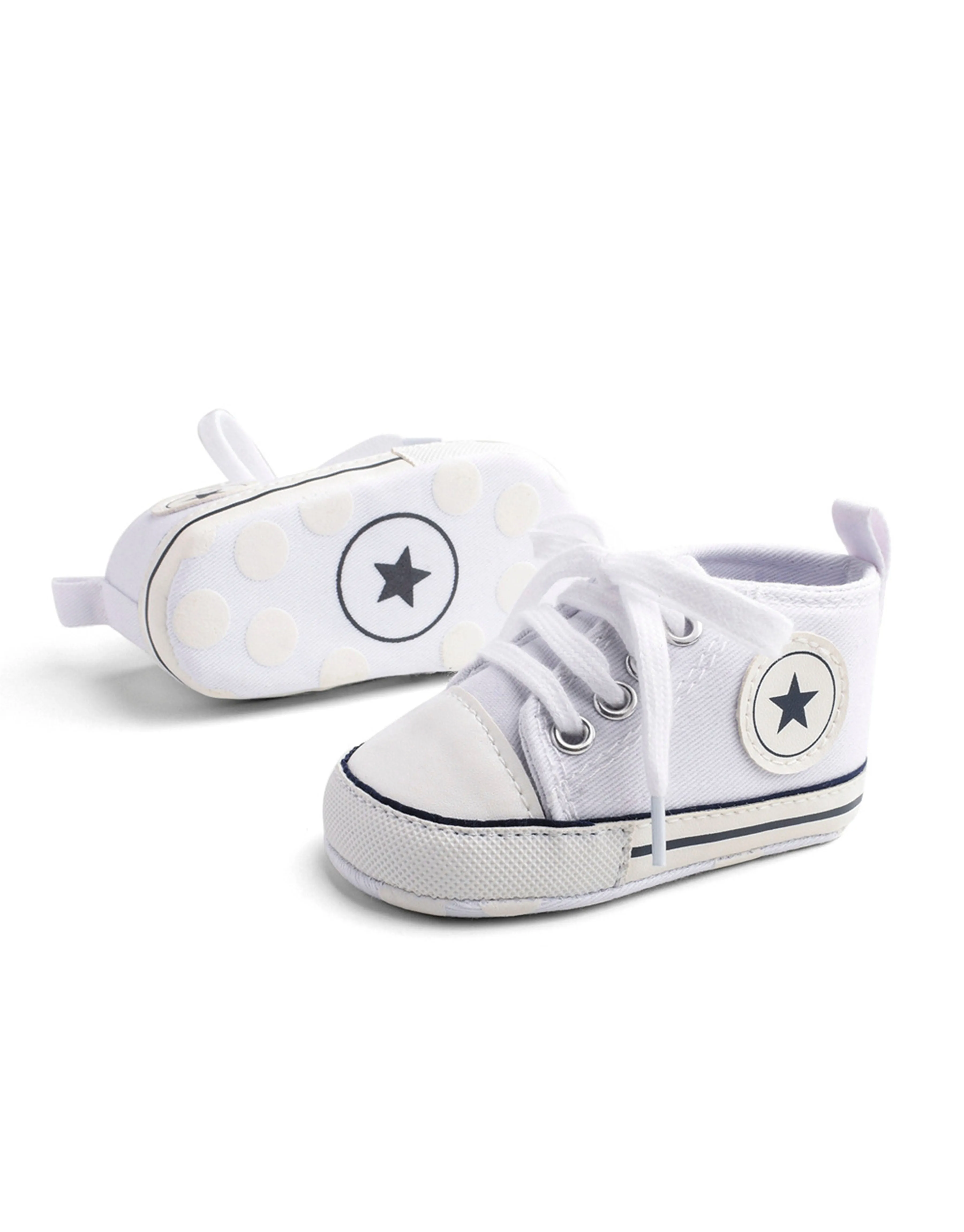 Canvas Sports Sneakers Newborn Baby First Walkers Shoes - White