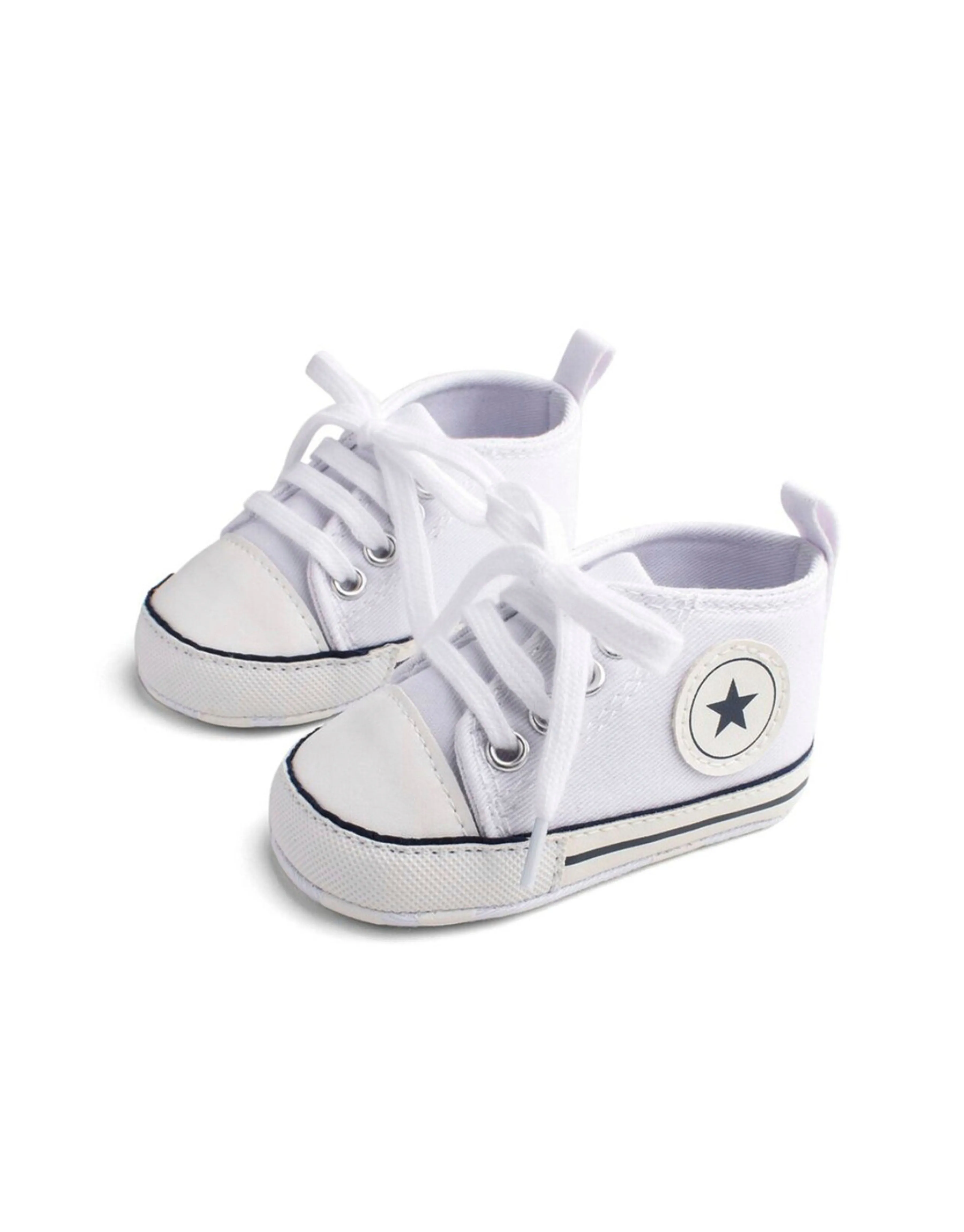 Canvas Sports Sneakers Newborn Baby First Walkers Shoes - White