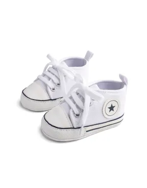 Canvas Sports Sneakers Newborn Baby First Walkers Shoes - White