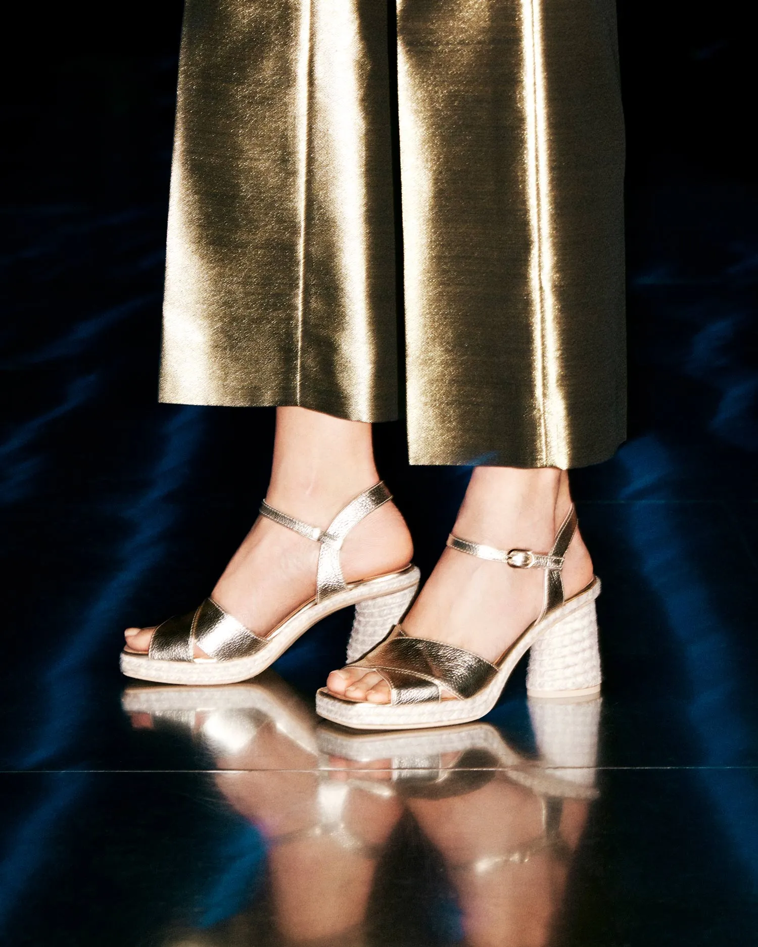 CORDELIA Gold heel espadrilles