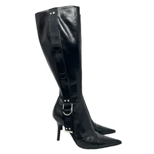 Dior Black Leather Logo Boots