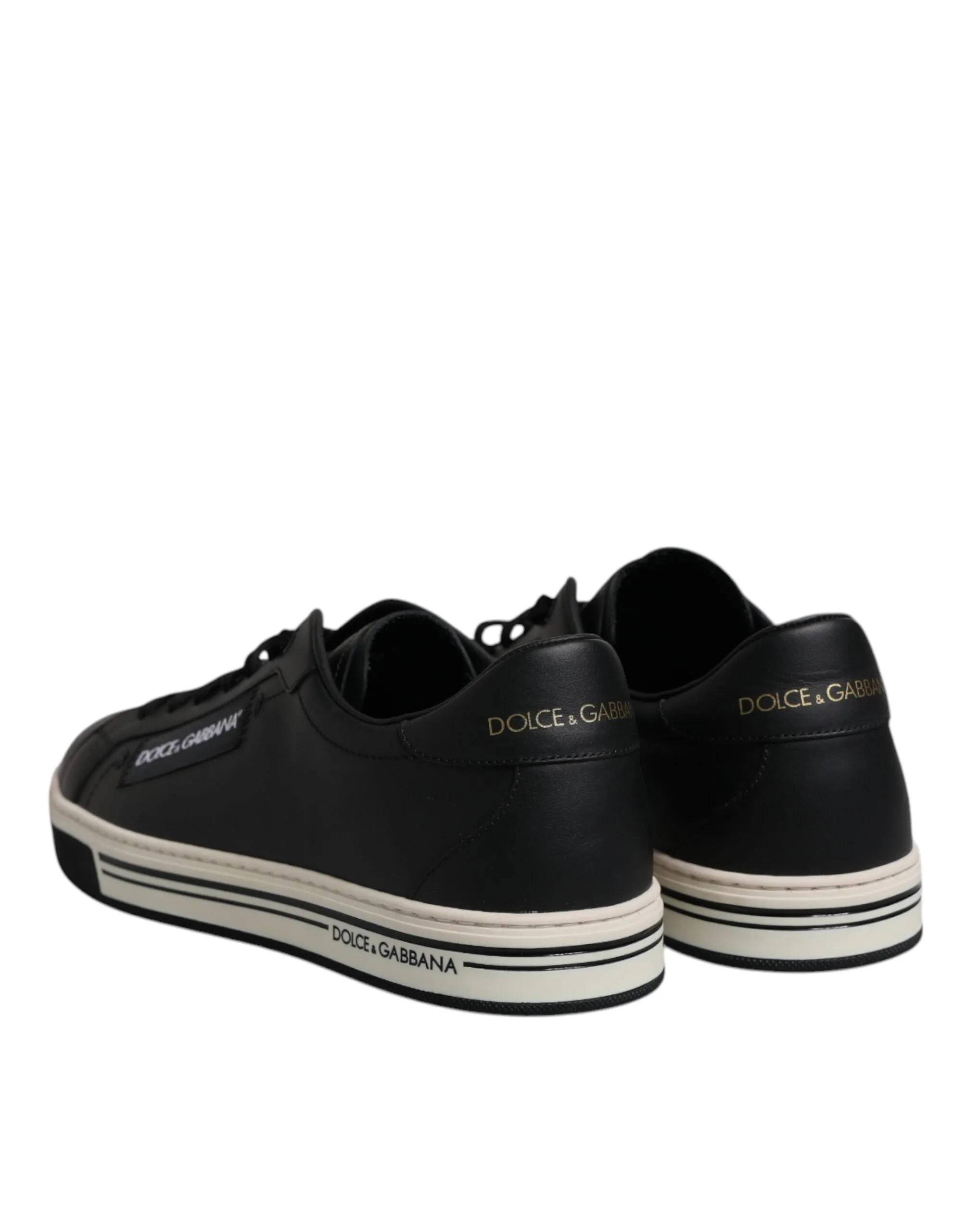 Dolce & Gabbana Black Leather Low Top Men Sneakers Shoes