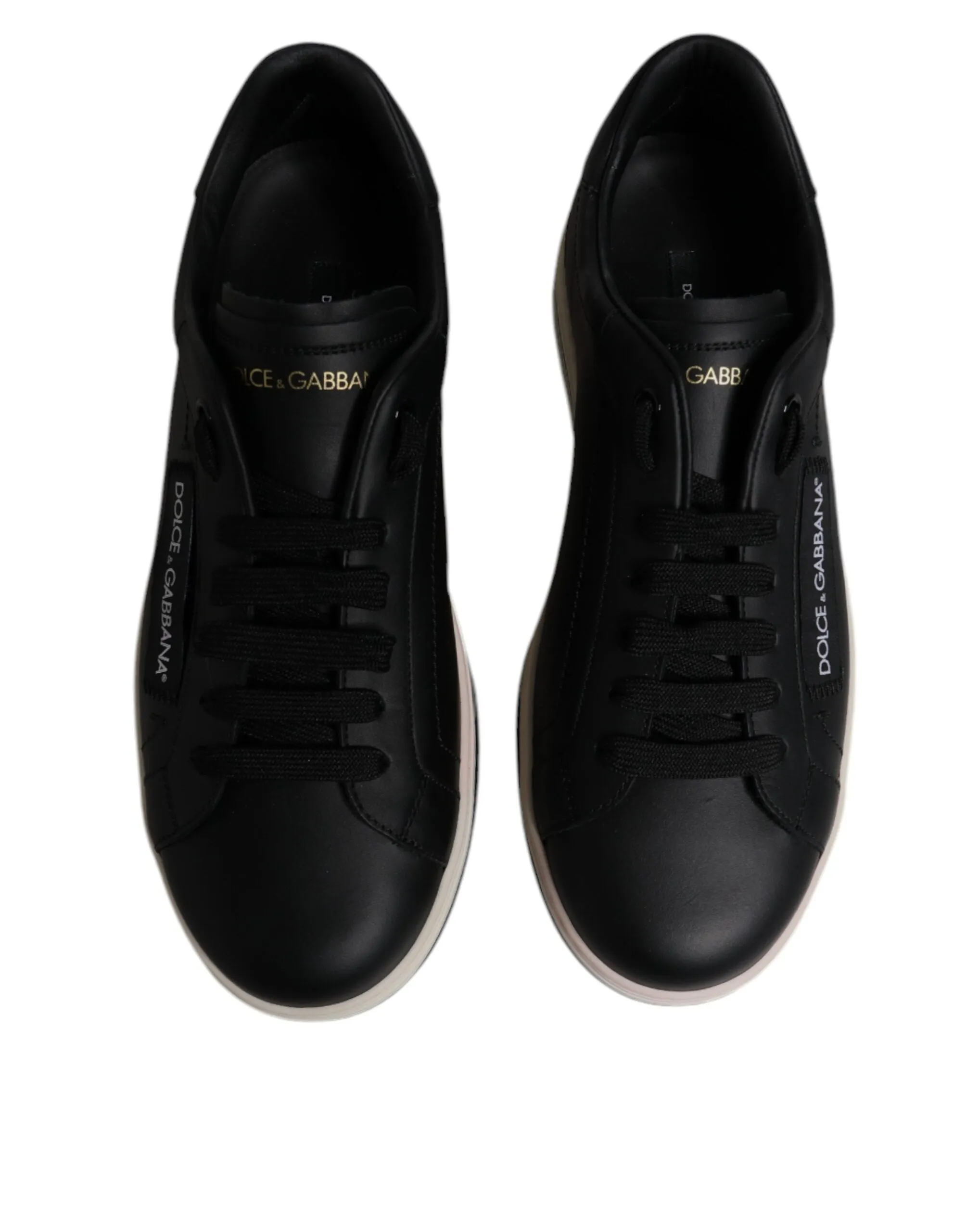Dolce & Gabbana Black Leather Low Top Men Sneakers Shoes