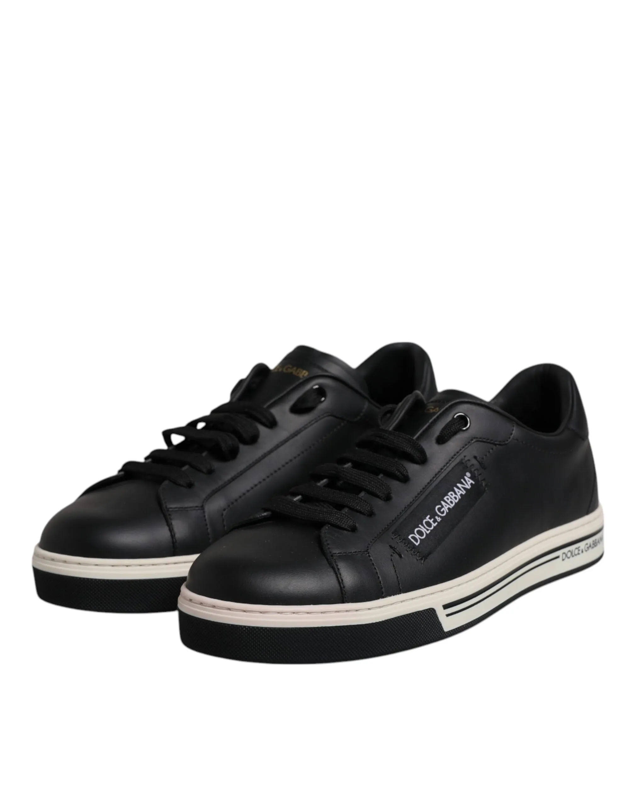 Dolce & Gabbana Black Leather Low Top Men Sneakers Shoes