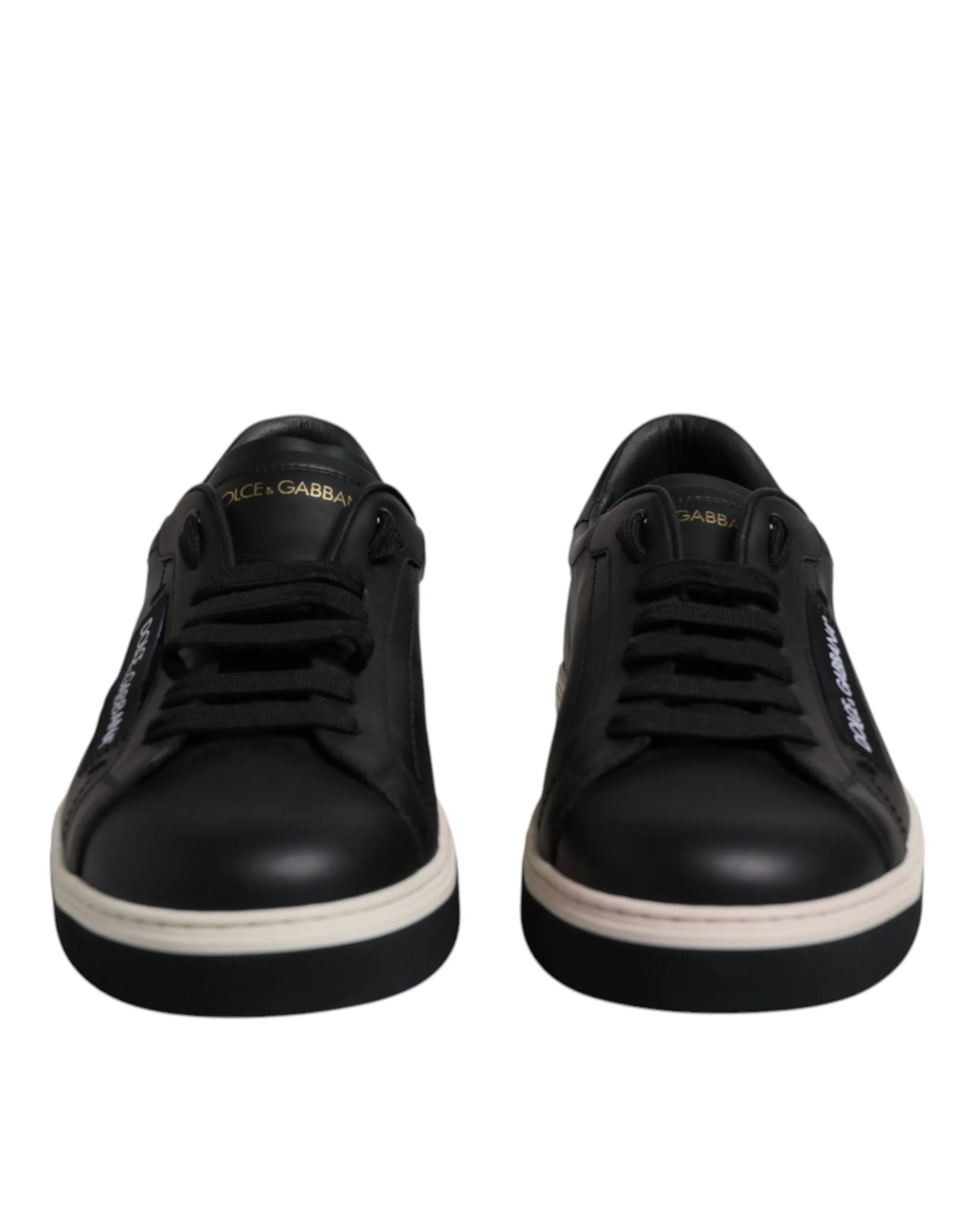 Dolce & Gabbana Black Leather Low Top Men Sneakers Shoes