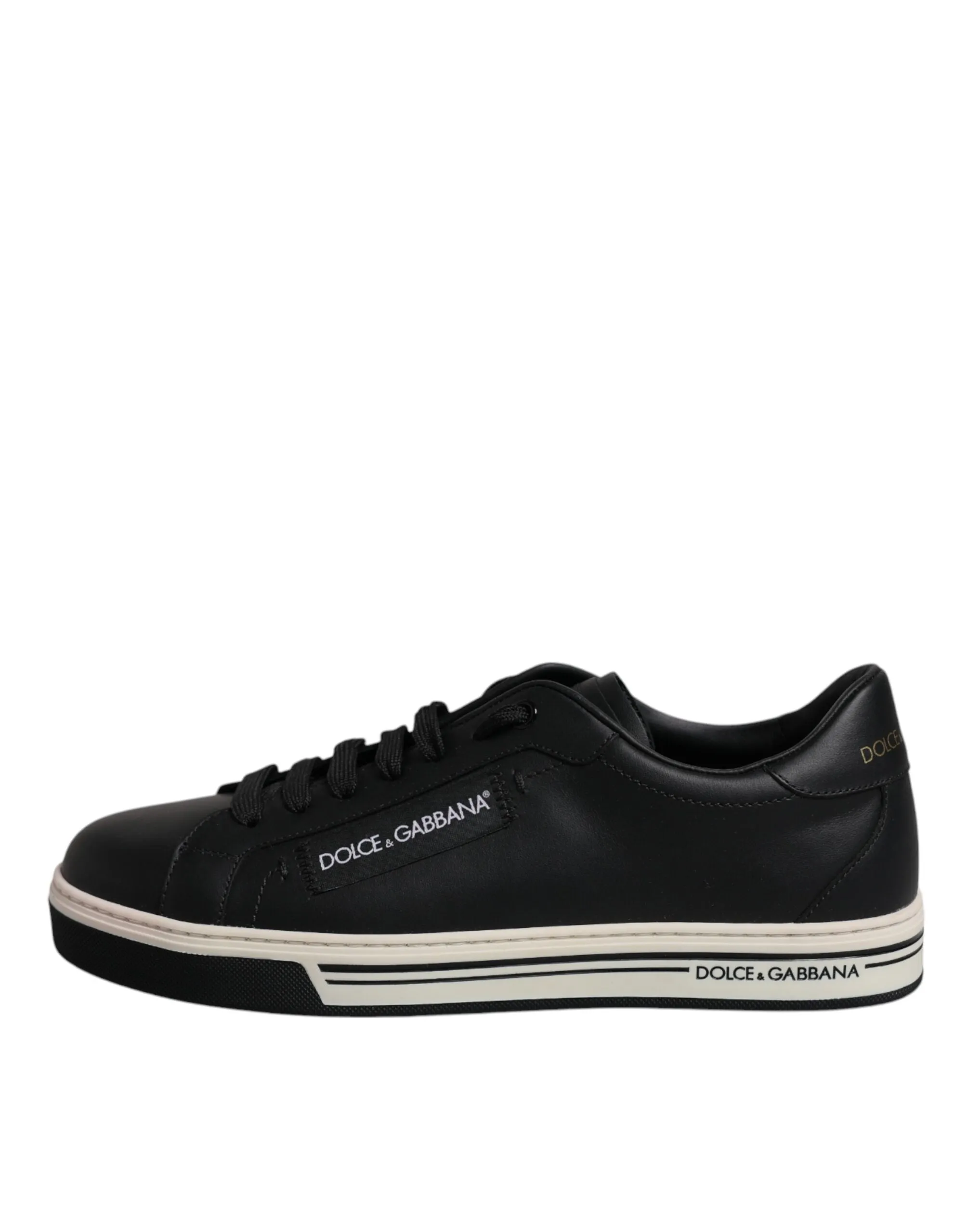 Dolce & Gabbana Black Leather Low Top Men Sneakers Shoes