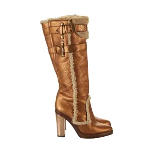Dolce & Gabbana Gold Shearling Boots
