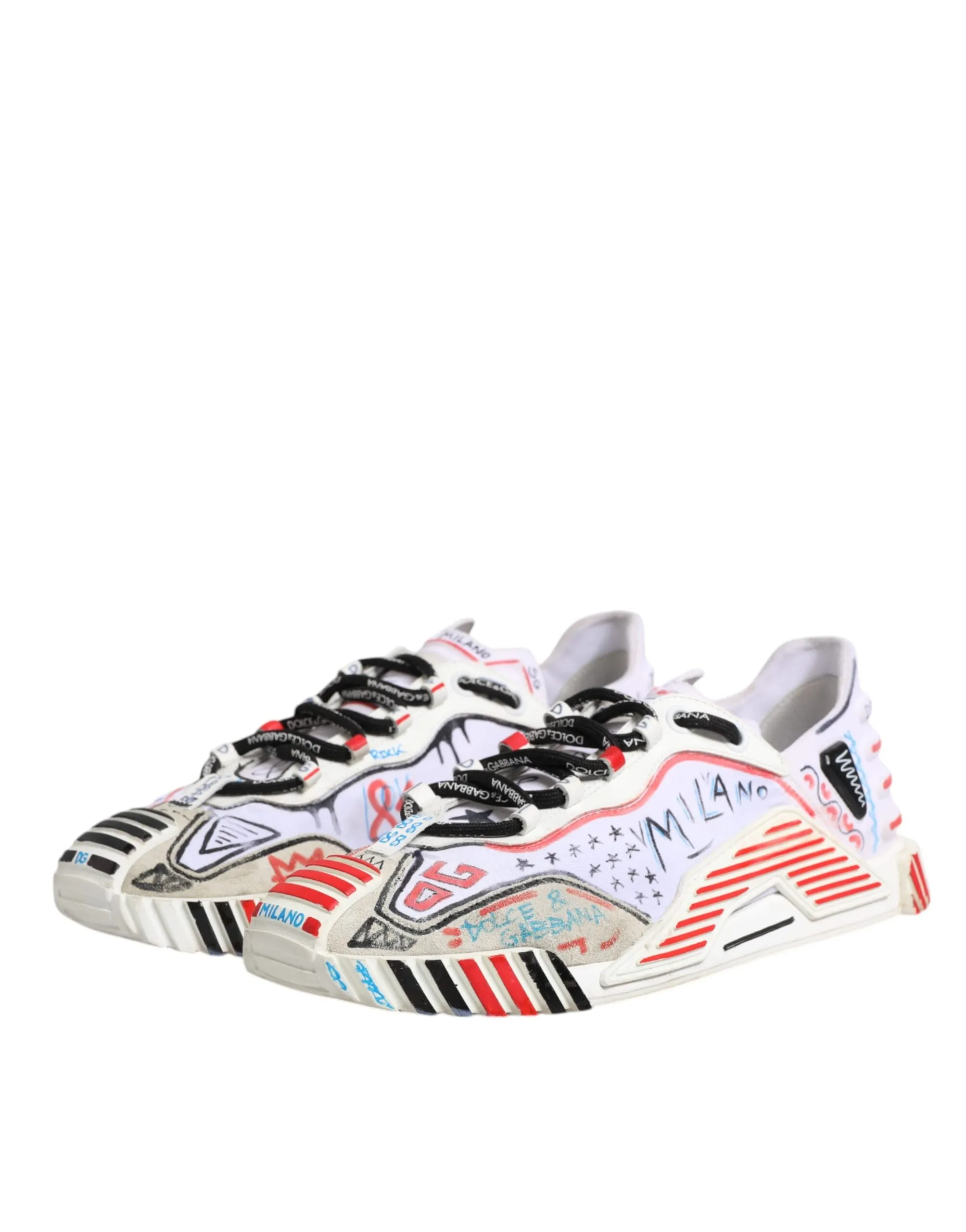 Dolce&Gabbana NS1 Men Multicolor Sneakers Nylon Printed Trainer Shoes Size EU 41