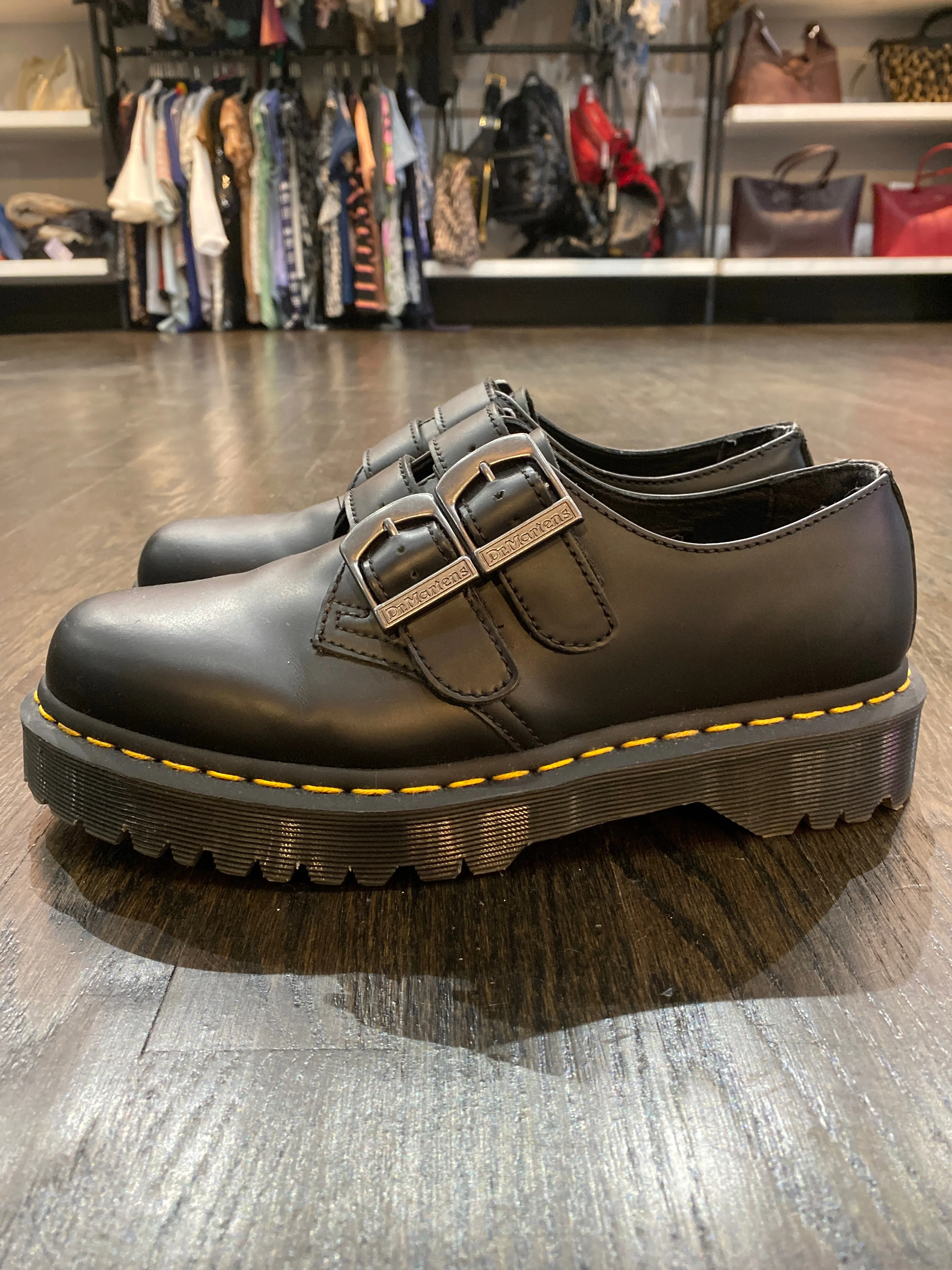 Dr. Martens Double Buckle Strap Black Oxford Shoes