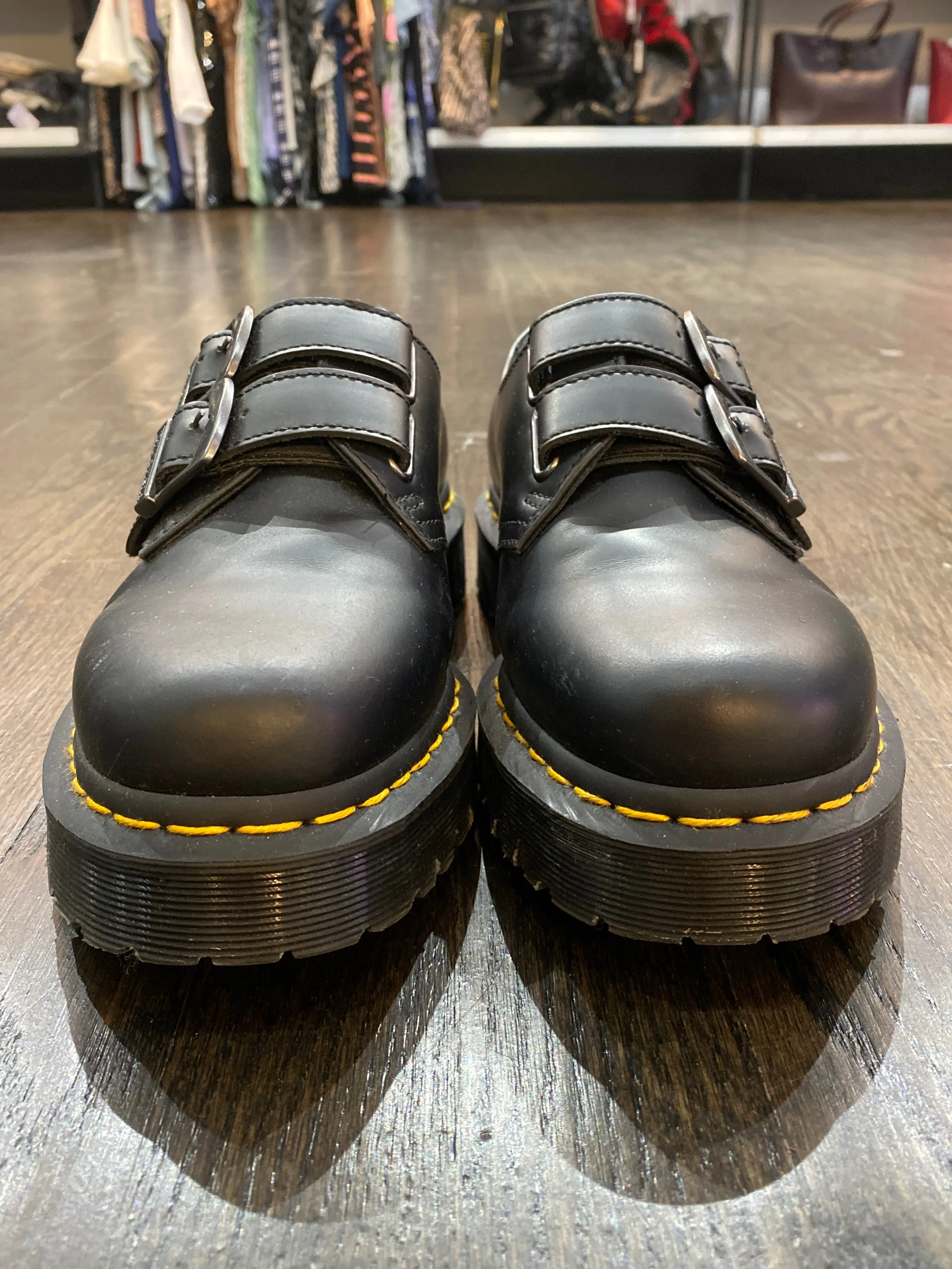 Dr. Martens Double Buckle Strap Black Oxford Shoes