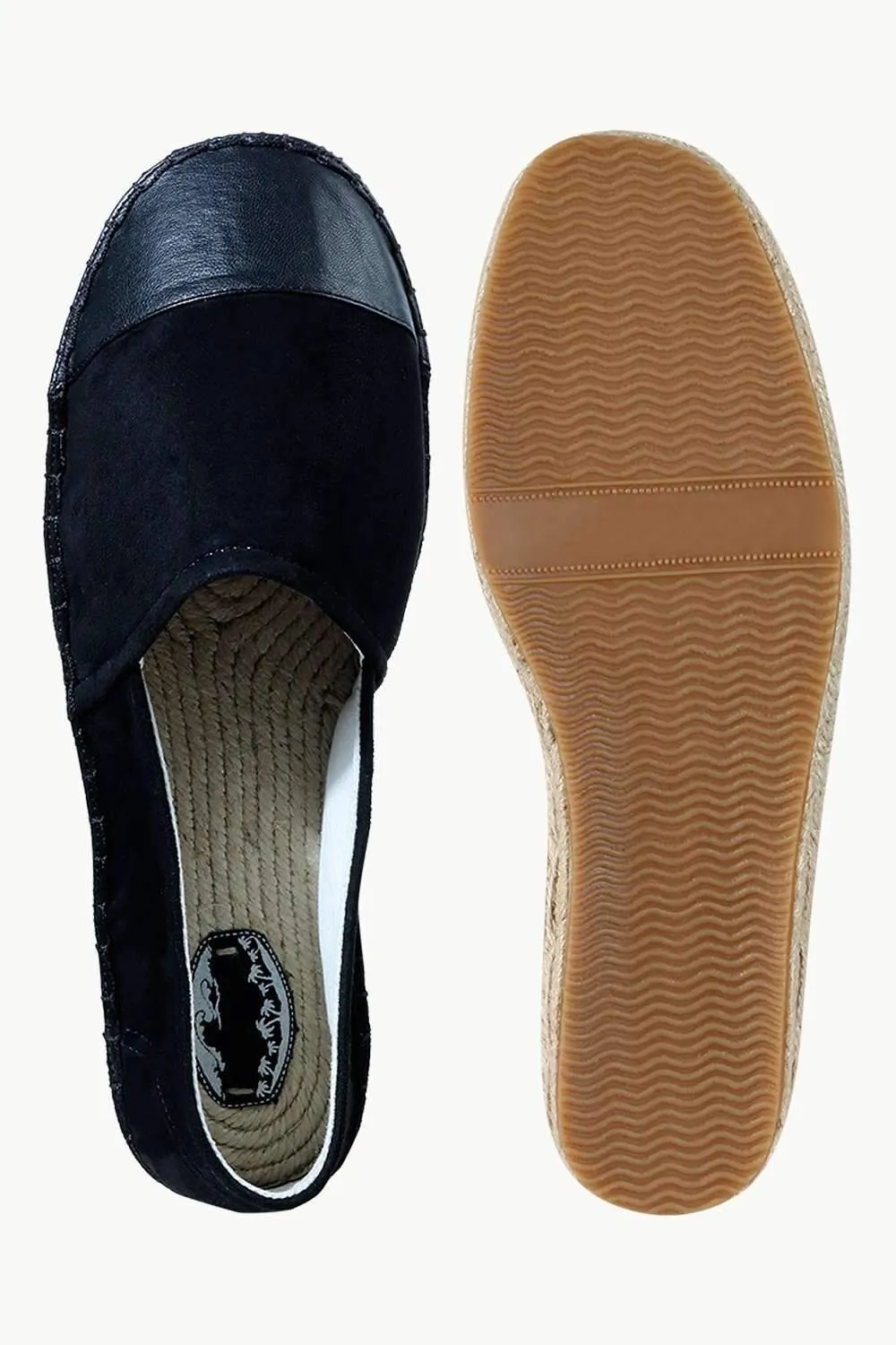 Faux Leather Top Suede Espadrilles