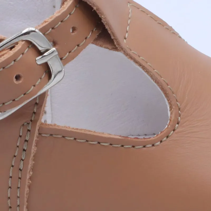 'Fernando' Boys Tan Leather T-Bar Shoes