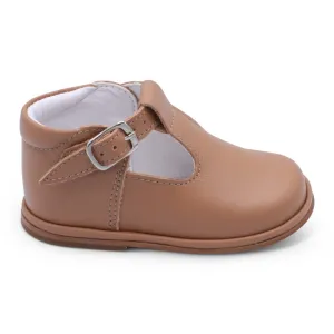 'Fernando' Boys Tan Leather T-Bar Shoes