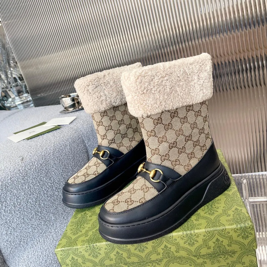GG 1955 HORSEBIT SNOW BOOTS GG CANVAS IN BLACK
