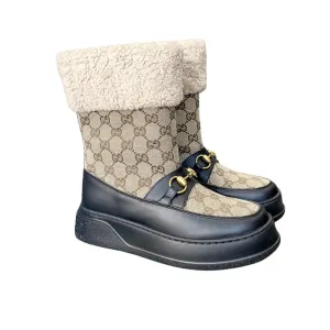 GG 1955 HORSEBIT SNOW BOOTS GG CANVAS IN BLACK