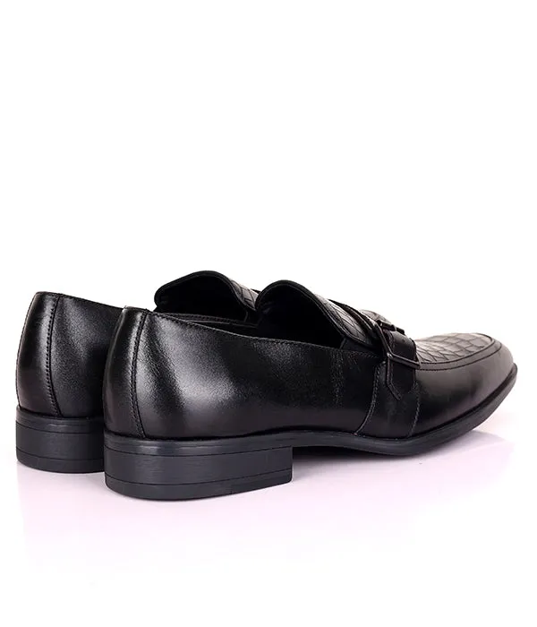 Kenneth Cole Croc Design Single Buckle Loafers Leather Shoes|Black
