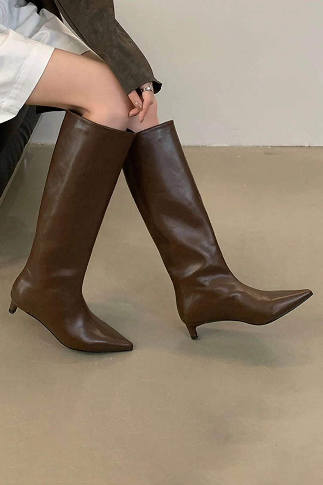 Lily - Sleek Thin Heel Woman's Knee High Mid Calf Boots