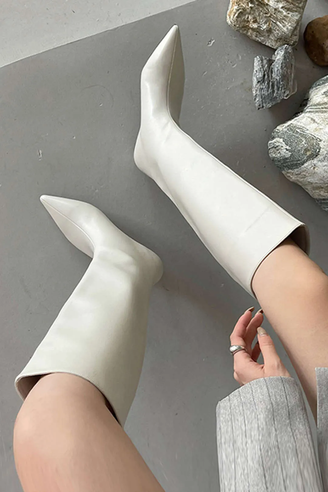 Lily - Sleek Thin Heel Woman's Knee High Mid Calf Boots