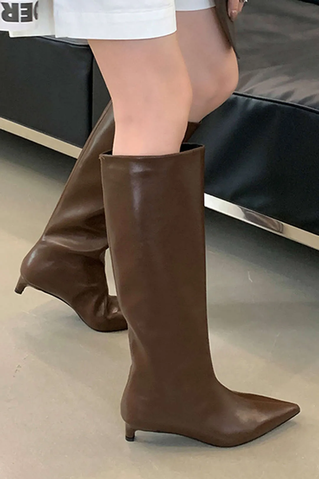 Lily - Sleek Thin Heel Woman's Knee High Mid Calf Boots
