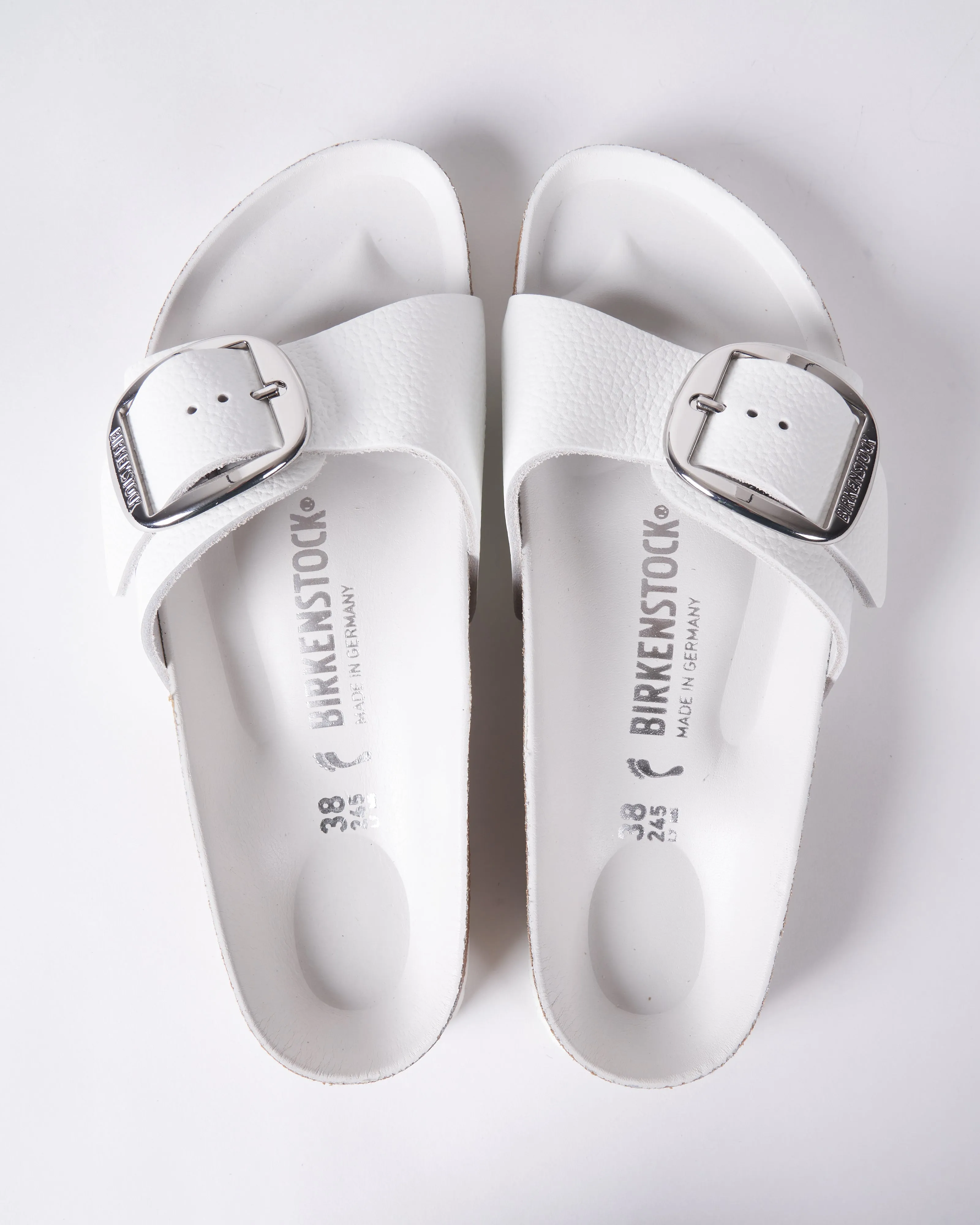 madrid big buckle - white leather