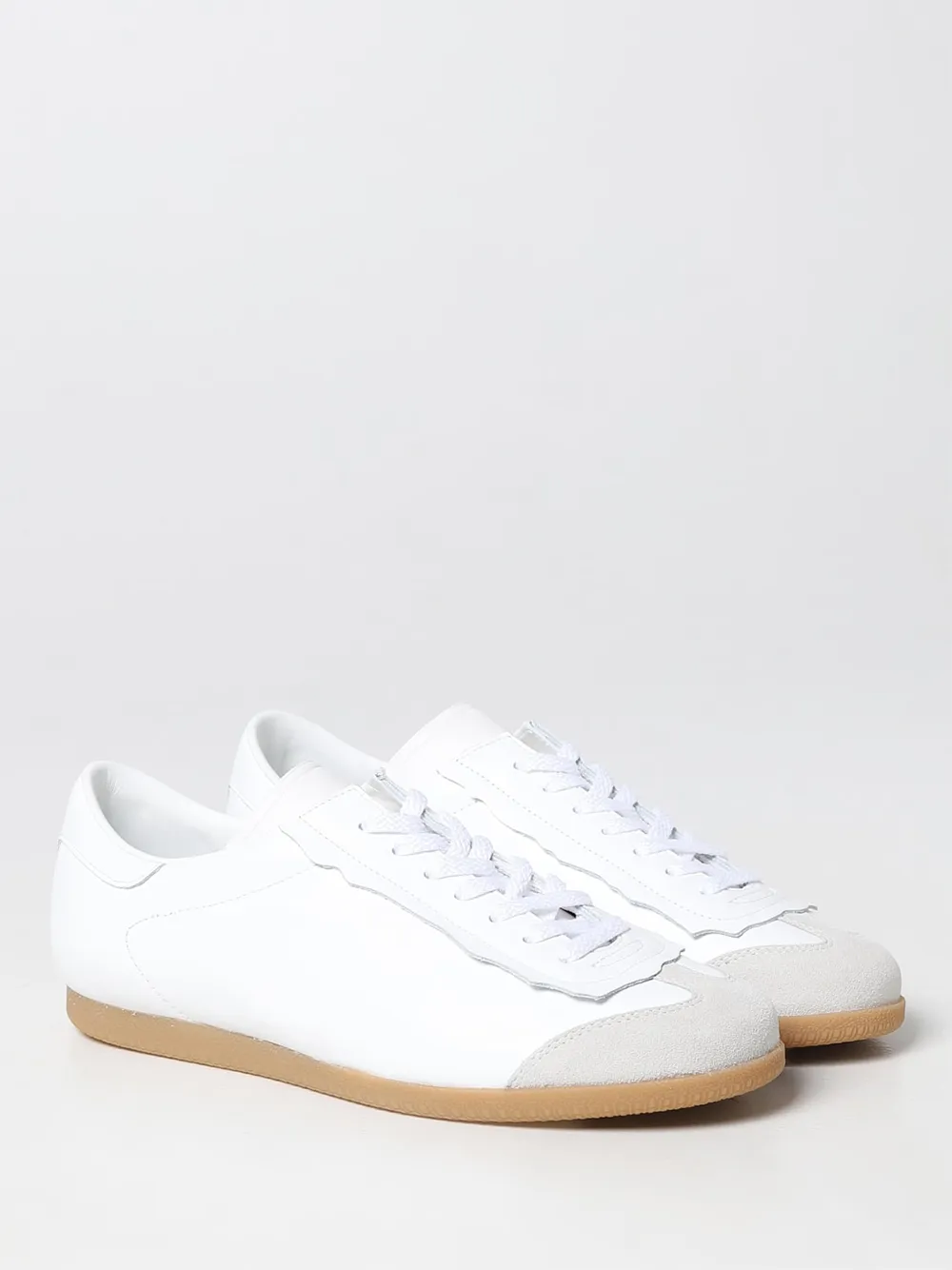Maison Margiela Low Featherlight Leather And Suede Sneakers
