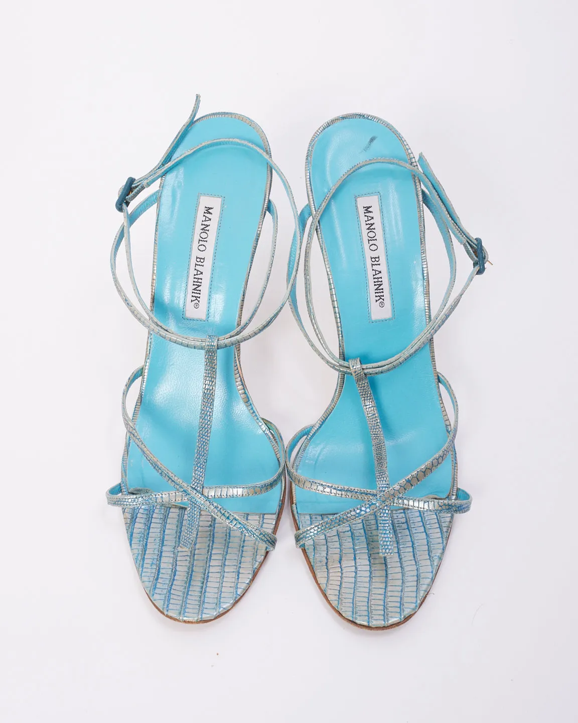 Manolo Blahnik Blue Leather Sandals - 41.5