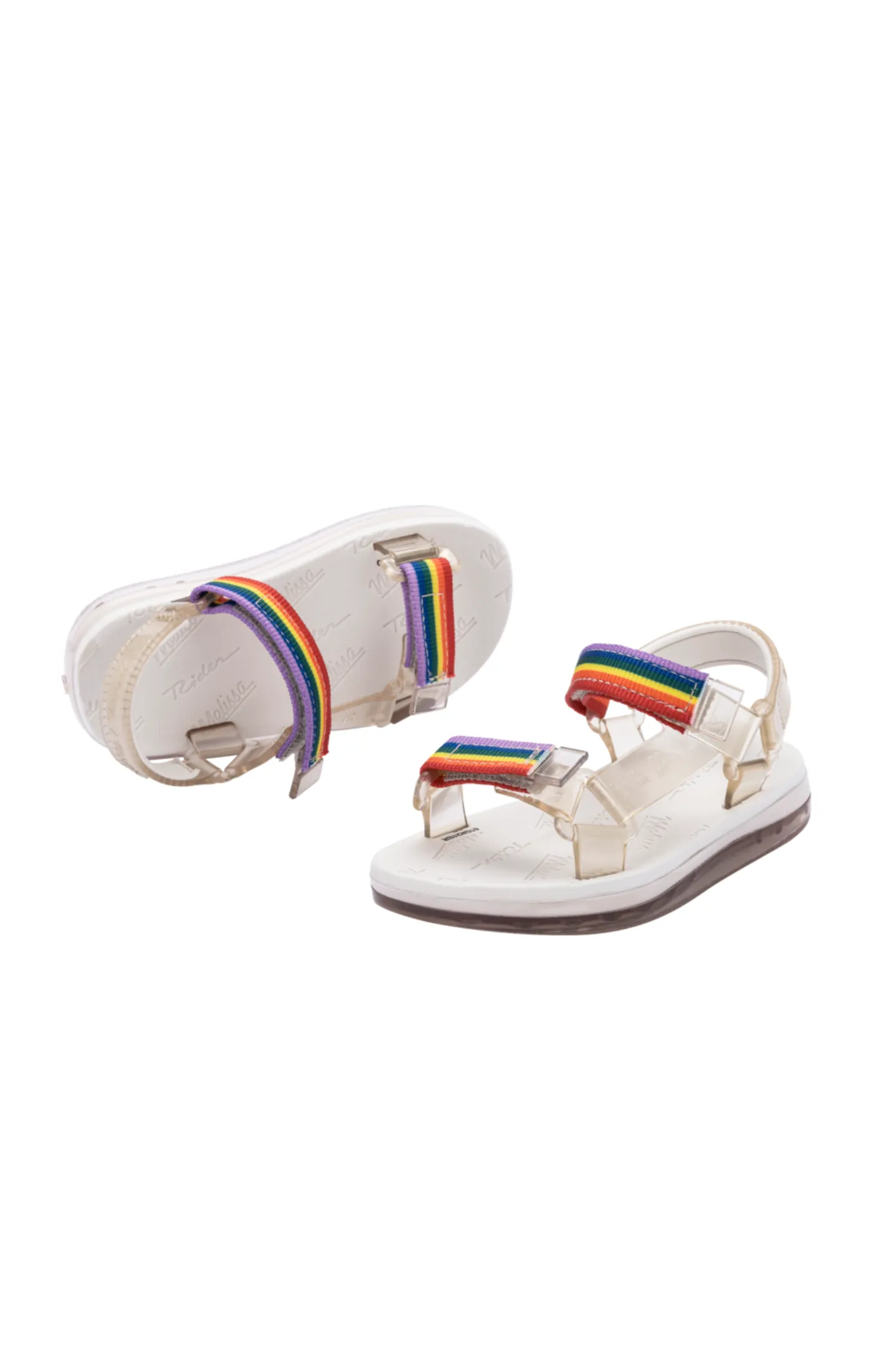 Mini Melissa Papete   Rider BB - Beige / Beige / Rainbow