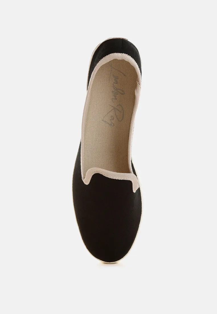 Moshka Round Toe Canvas Slip-On Loafers
