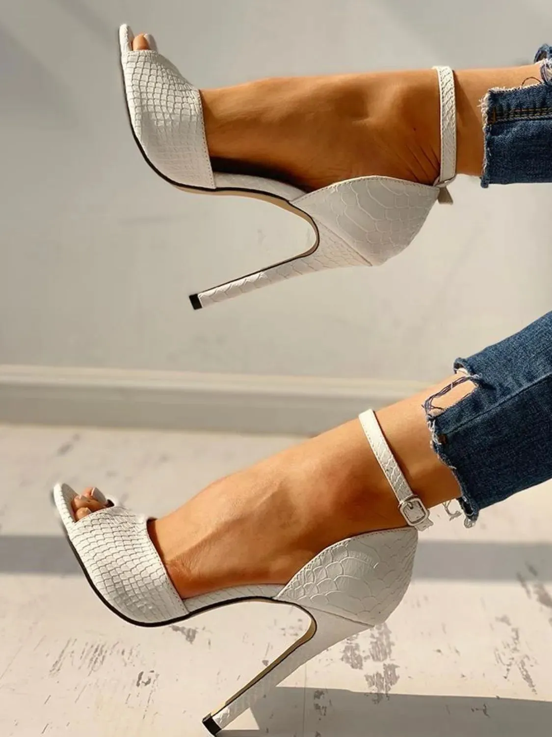 Peep Toe Stiletto Sandals