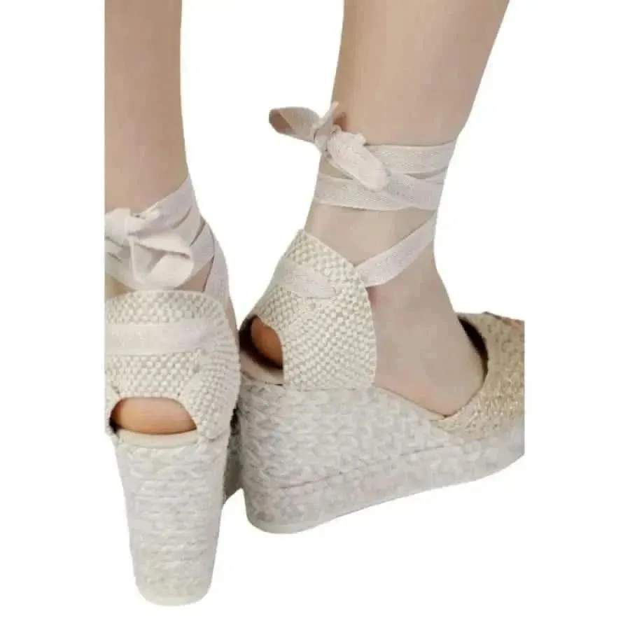 Pink Espadrille Wedges for Women Size 7 Cotton and Textile
