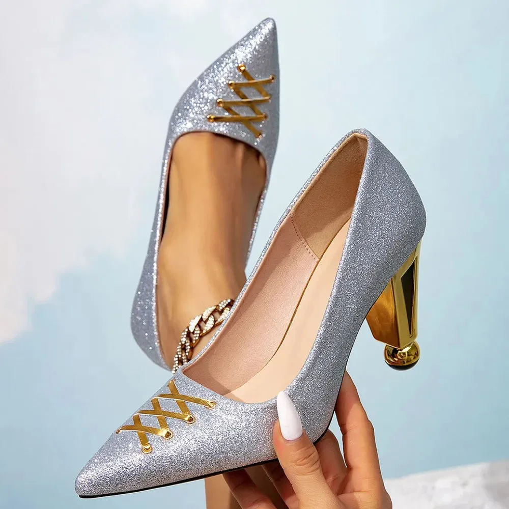 Point Toe Block Heels Pumps