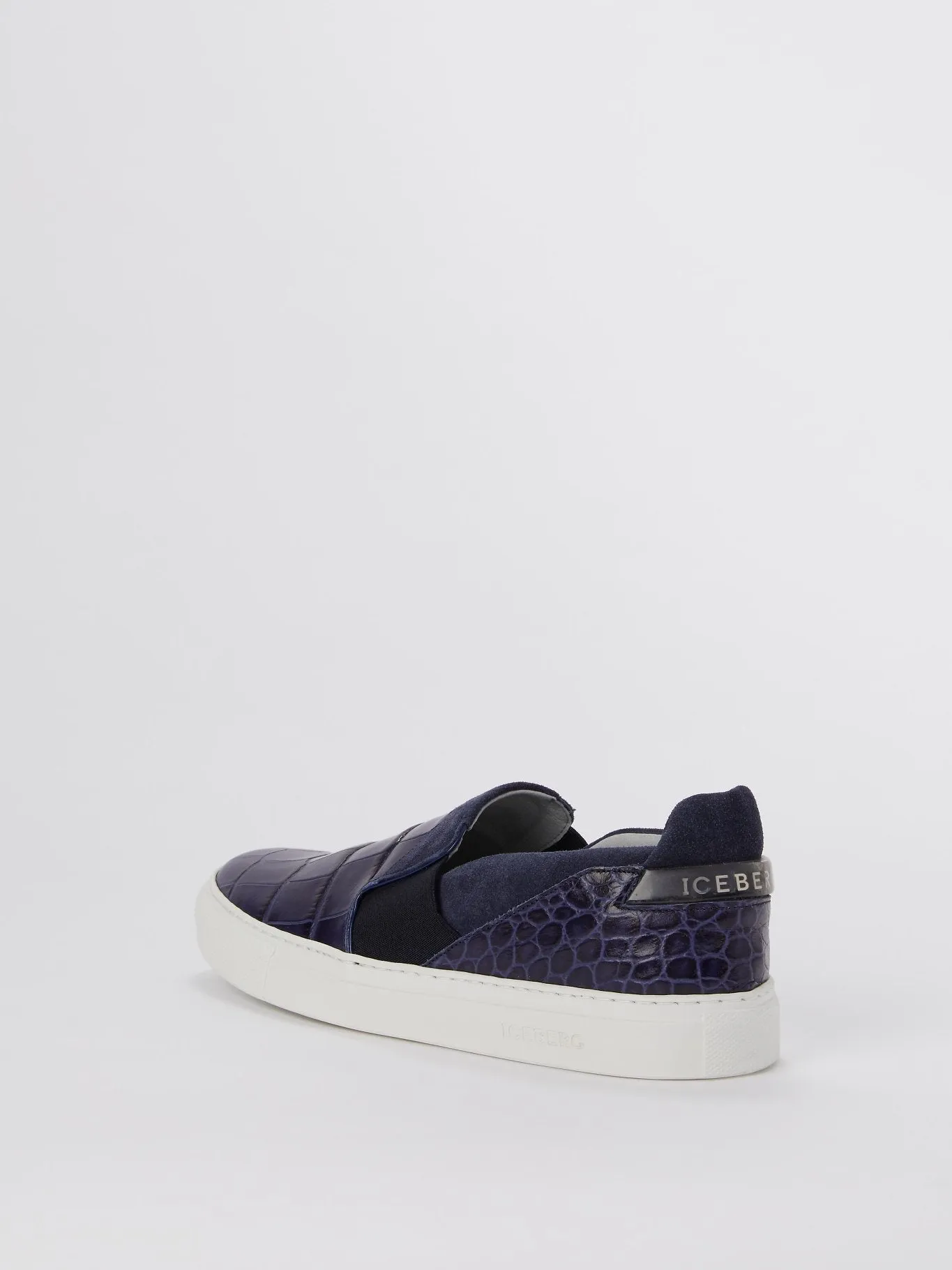 Purple Crocodile Effect Slip On Sneakers