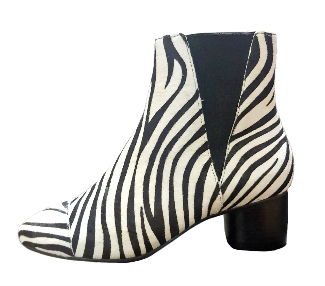 REBECCA MINKOFF Women's Black Zebra Haircalf Izette Too Booties #M5131008 7 NWB