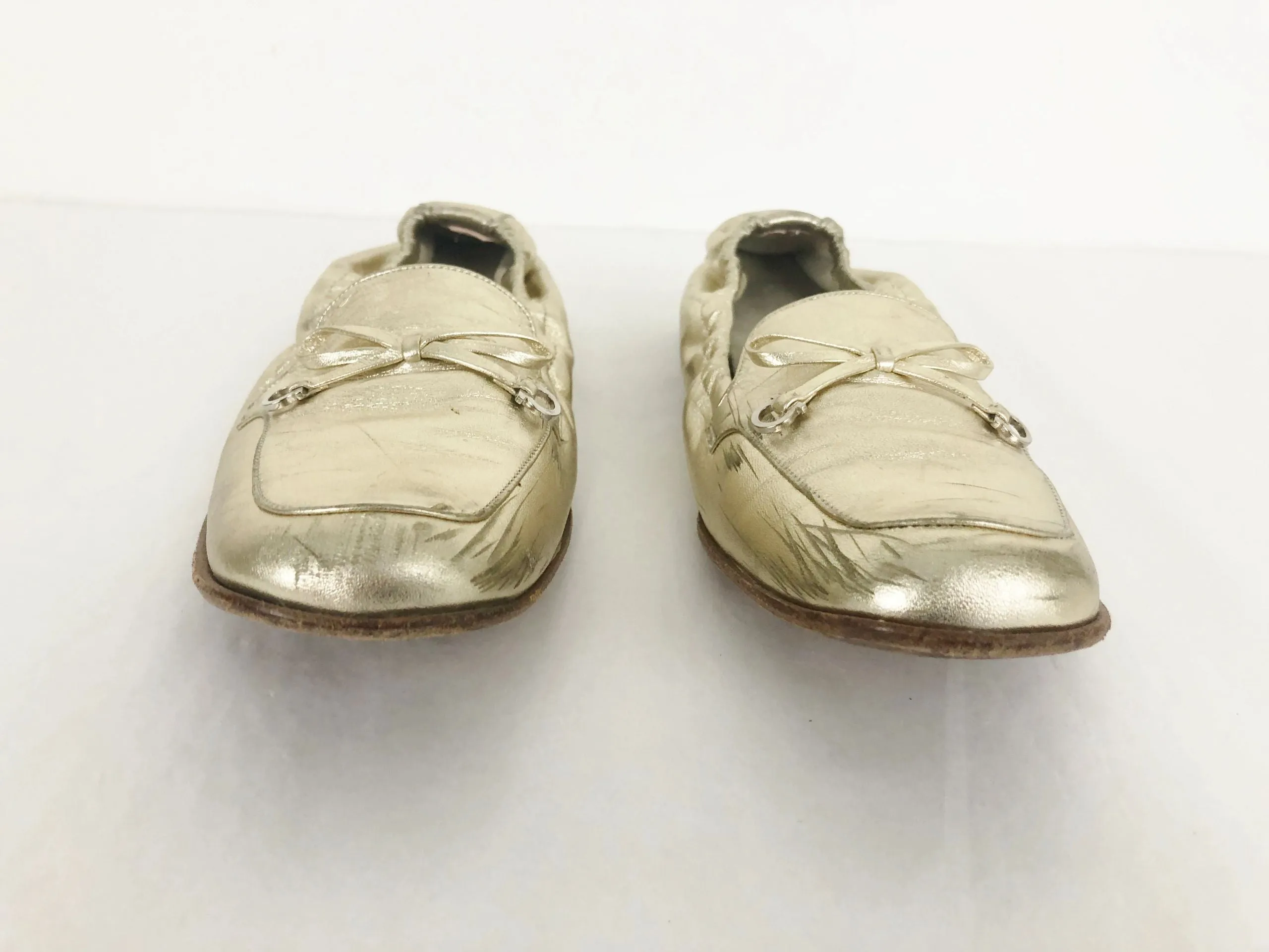 Salvatore Ferragamo Gold Leather Loafer Size 8