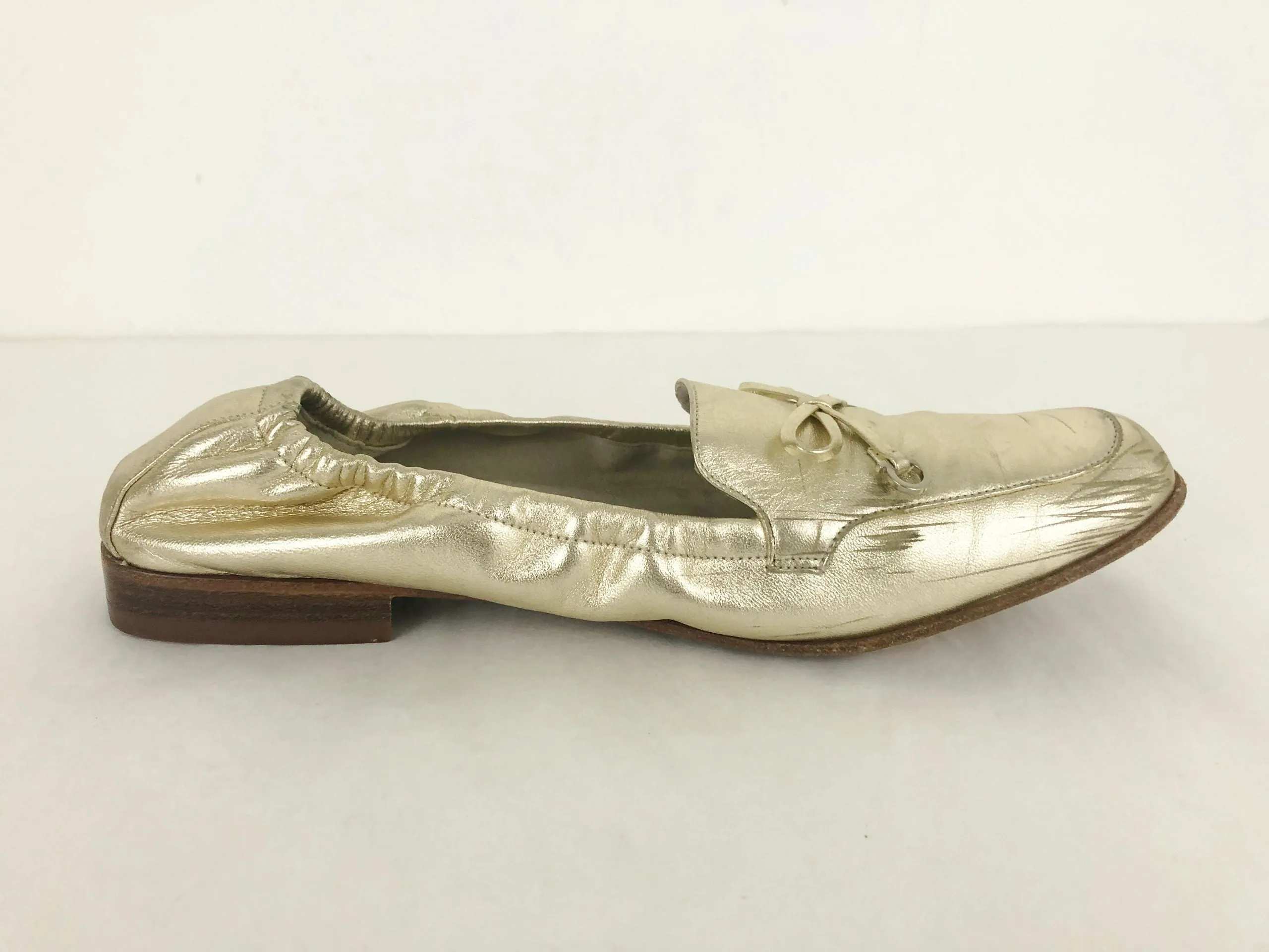 Salvatore Ferragamo Gold Leather Loafer Size 8