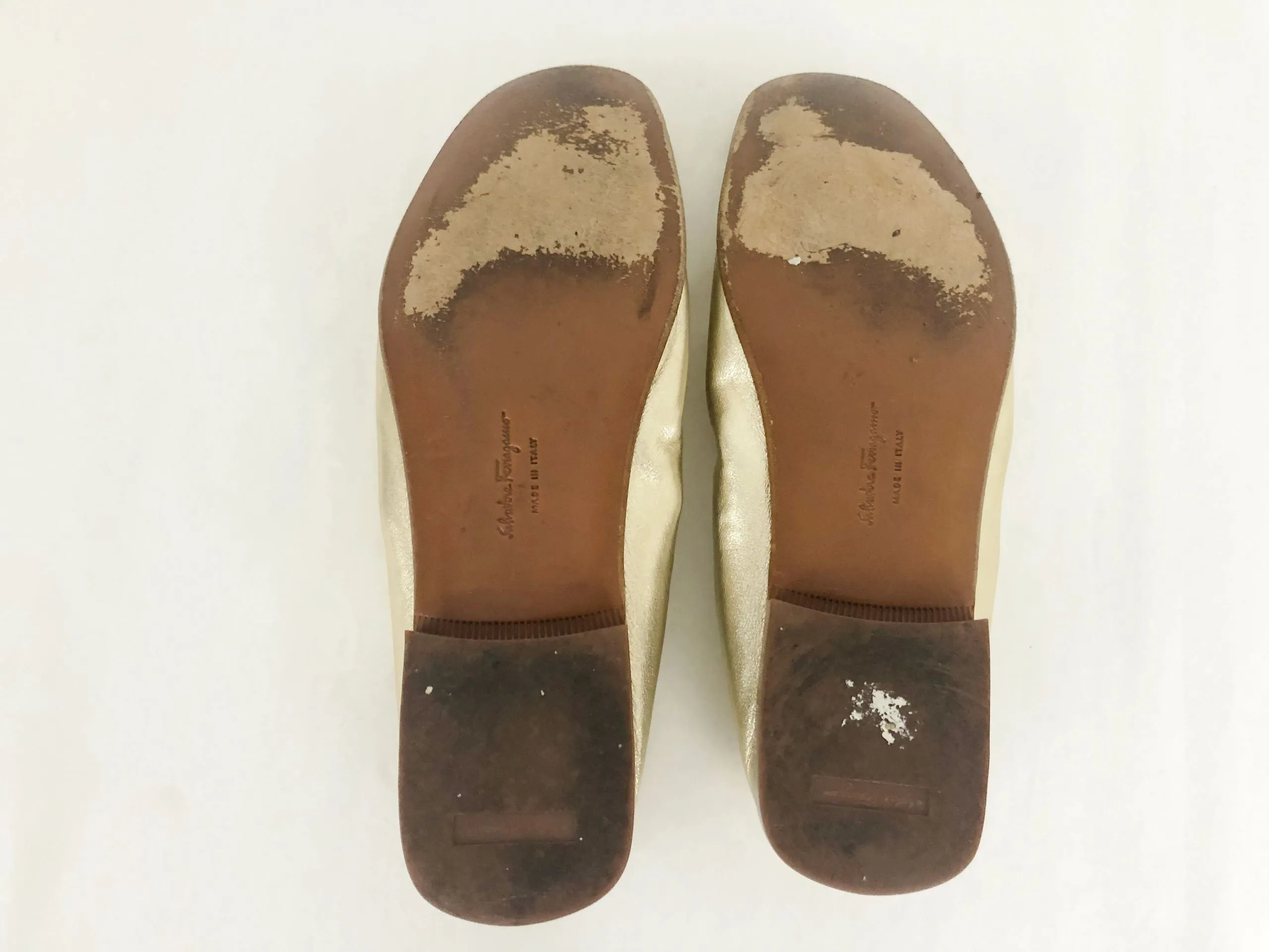Salvatore Ferragamo Gold Leather Loafer Size 8