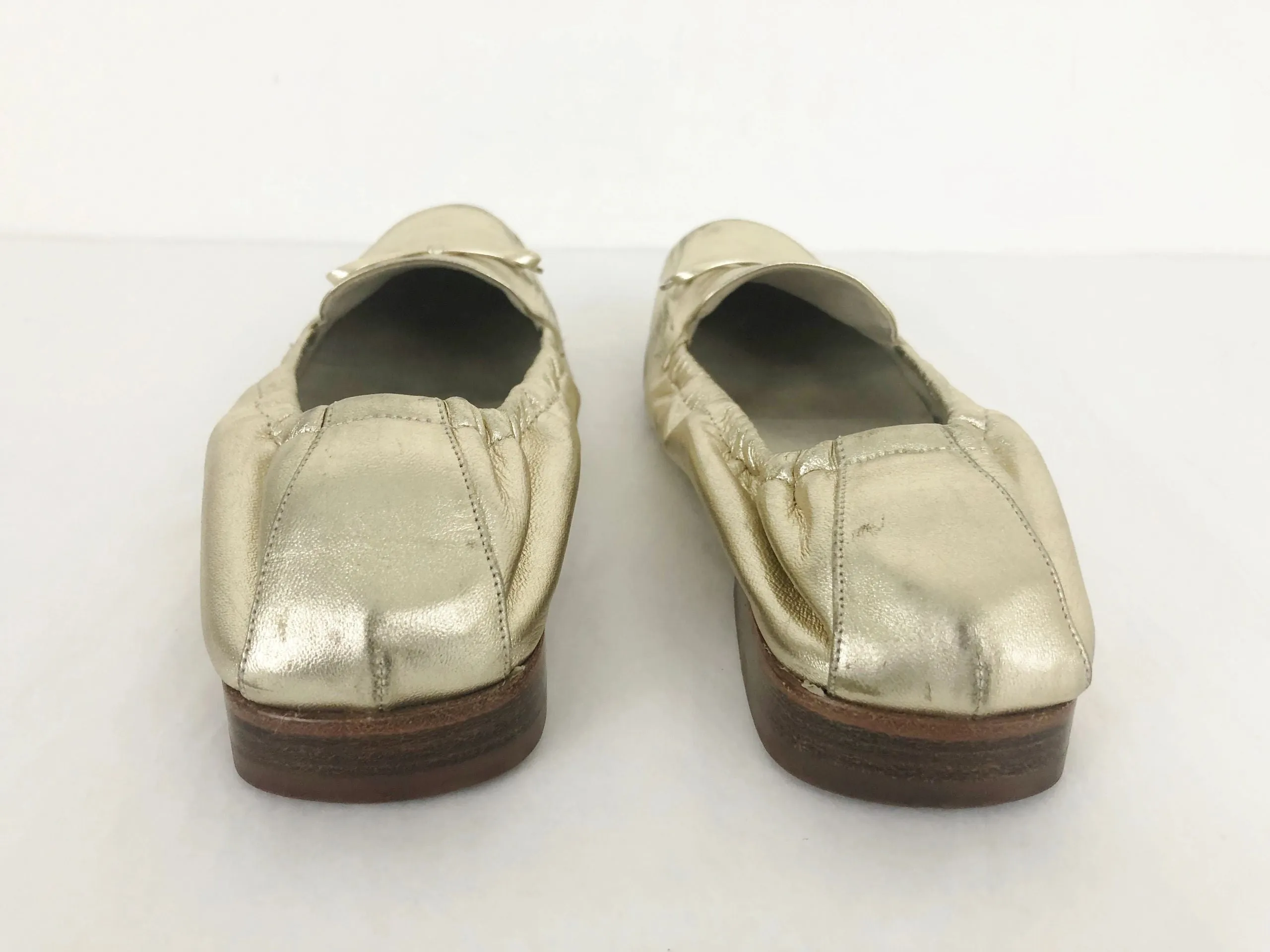 Salvatore Ferragamo Gold Leather Loafer Size 8