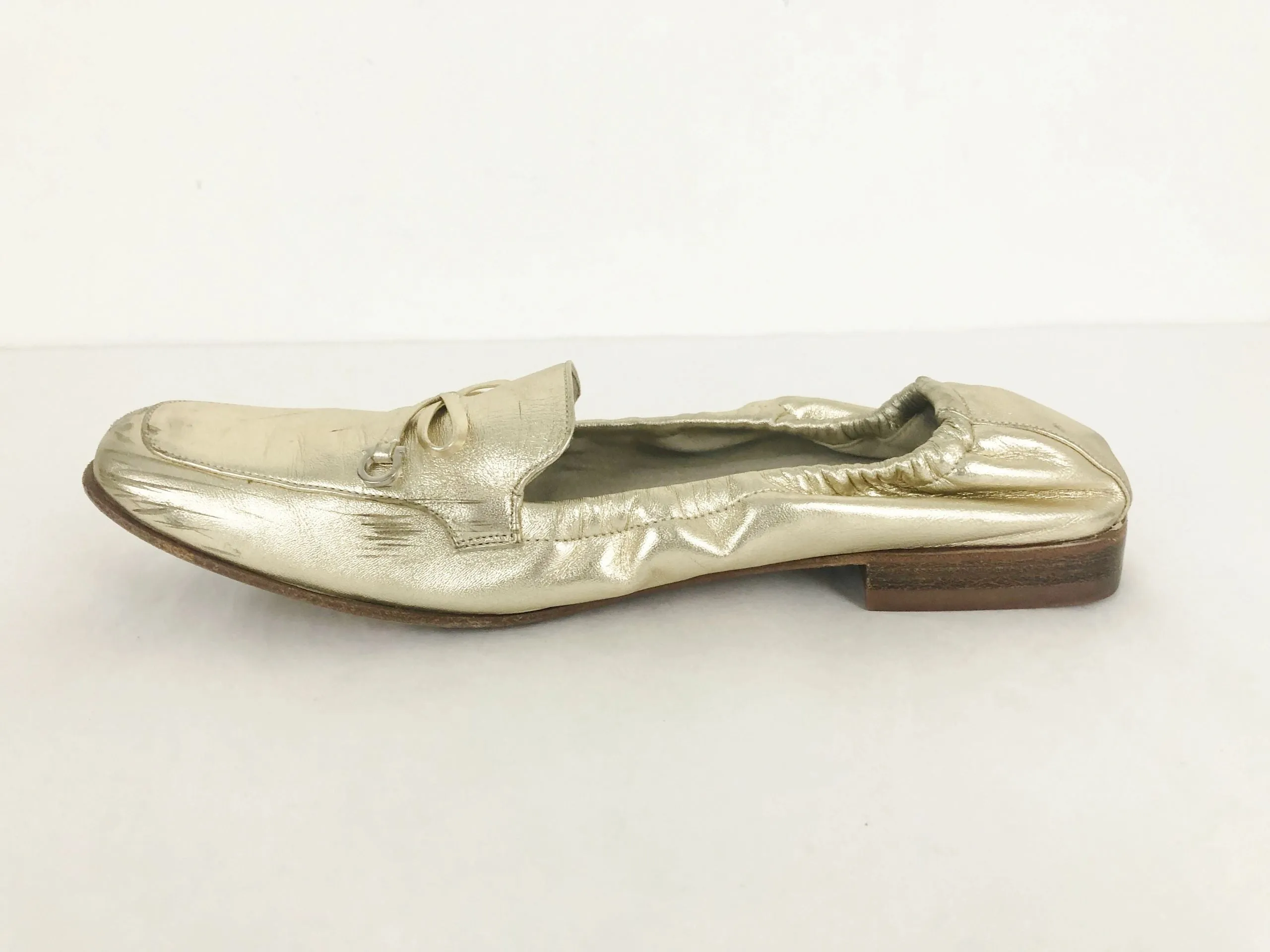 Salvatore Ferragamo Gold Leather Loafer Size 8